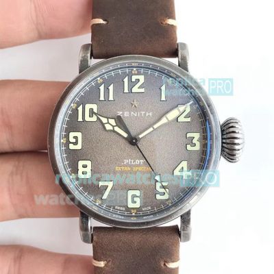 Swiss Replica Zenith Pilot Type 20 Extra Special Watch Kaki Brown Grained Dial